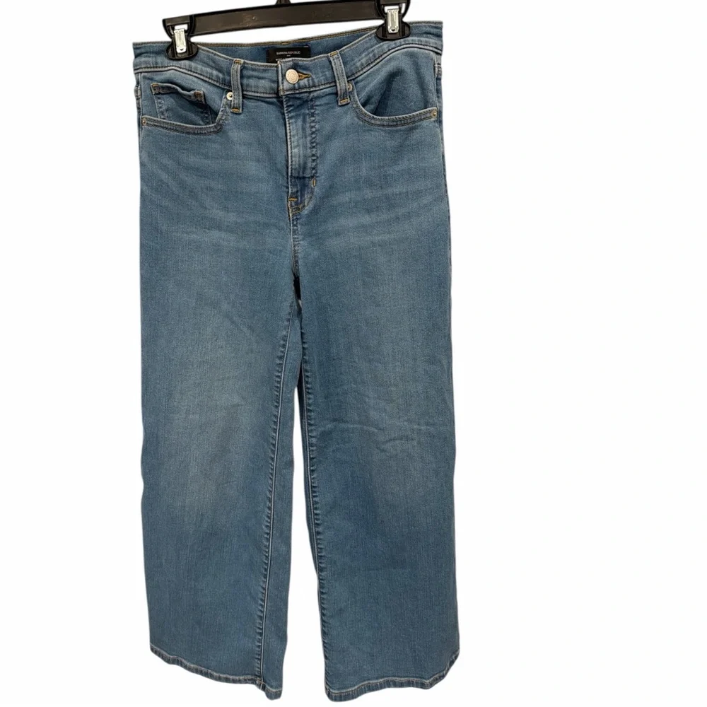 Banana Republic High Rise Wide Leg Jeans Medium Wash Petite 28 / 6P Modern Flare - Picture 2 of 7